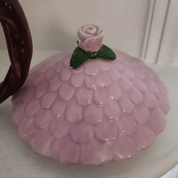 Teleflora Birdhouse Teapot Blue Bird Pink Lid & Flower Collectible Teapot - Picture 6 of 6